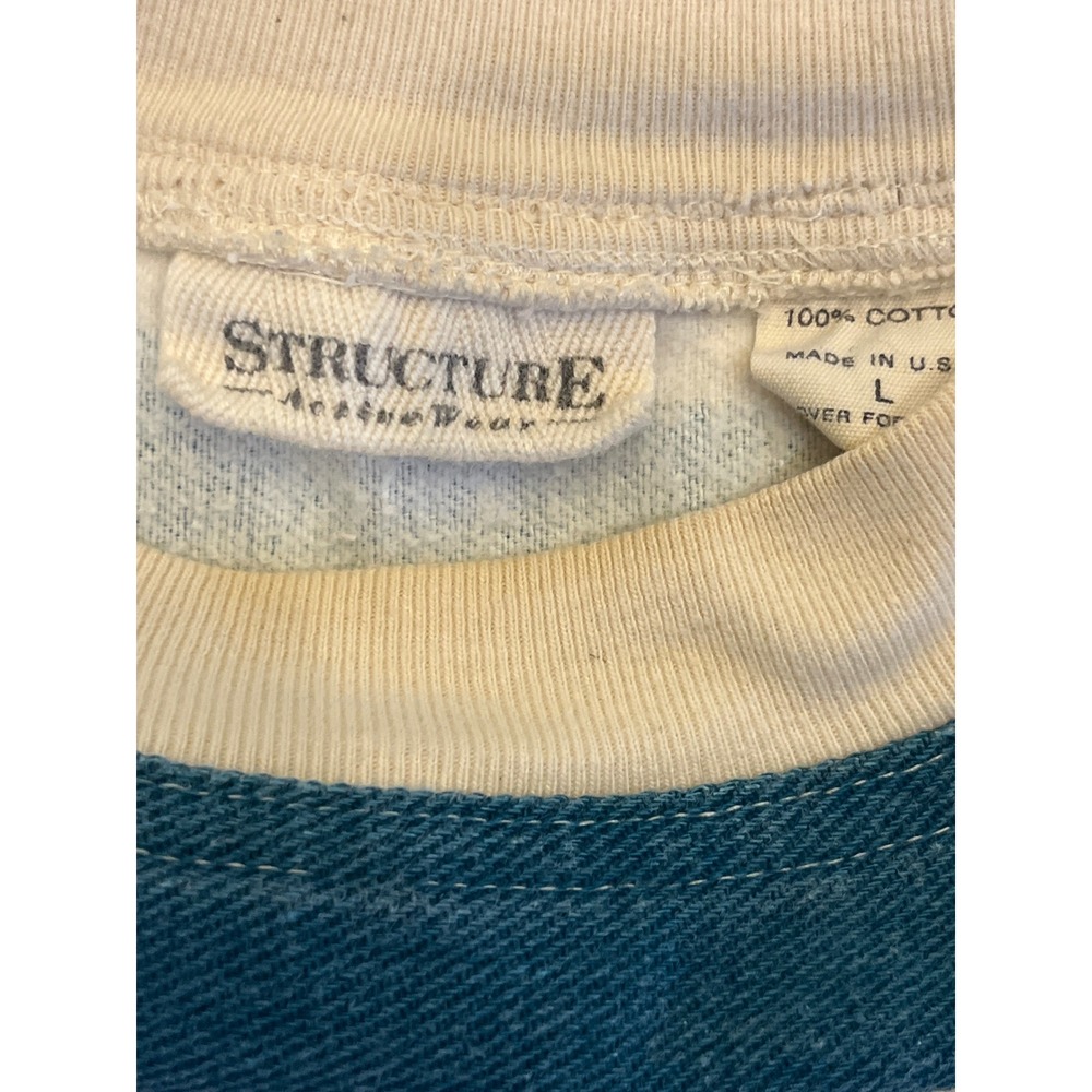 Vintage Structure Activewear Striped Sweatshirt Mens Large 90s Made in USA